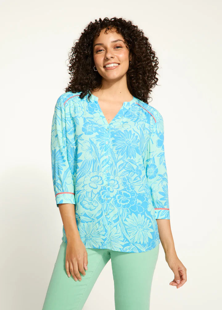 French Dressing Jeans: Bicolor Floral Top 7618397 - The Vogue Boutique