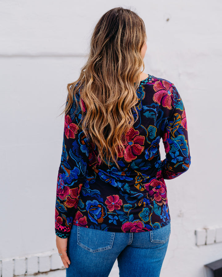 Johnny Was: The Janie Favorite Long Sleeve Swing Tee in Aphaia - The Vogue Boutique