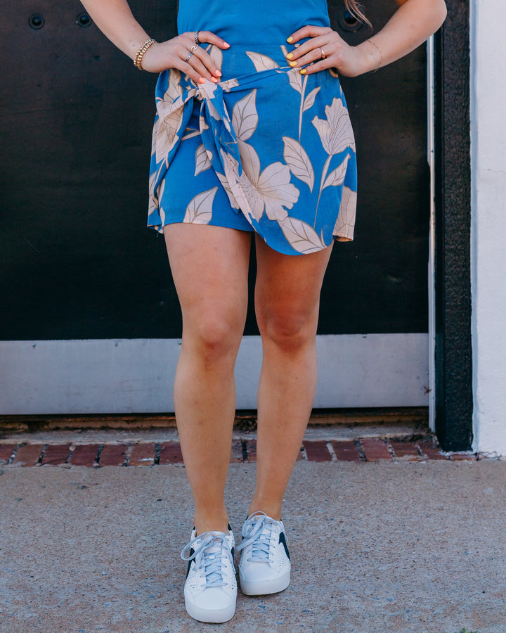 Z Supply: Lorna Bloom Floral Mini Skirt in Lake Blue (ZK262696)