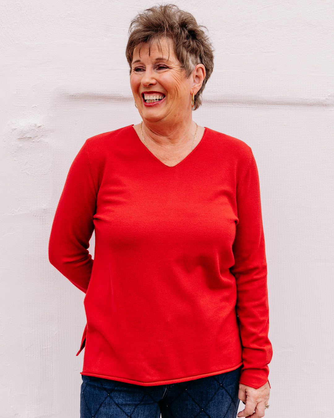 Charlie B: Long Sleeve V Neck Sweater in Équestre (C2279RPR)