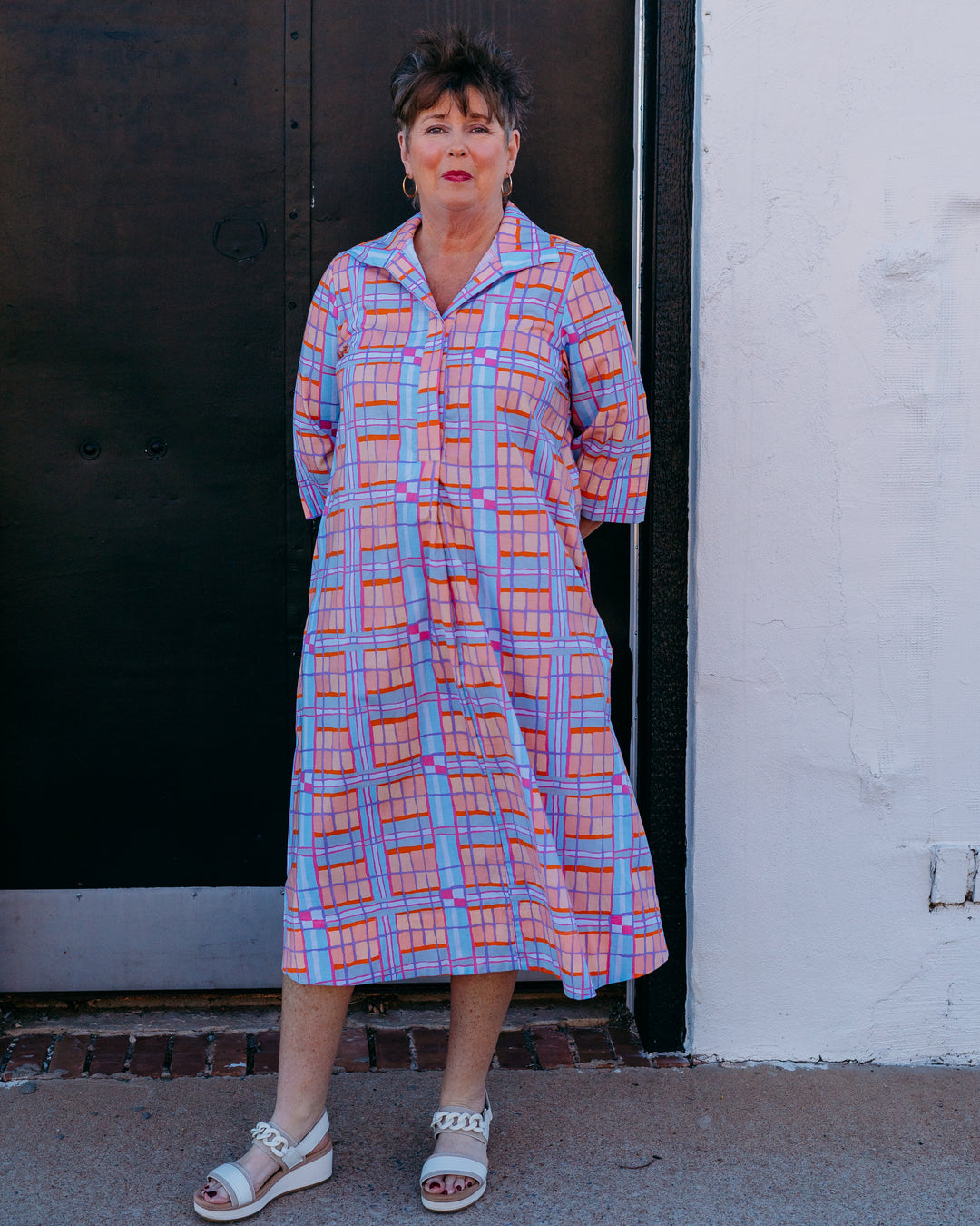 Uncle Frank Plaid Midi Swing Dress