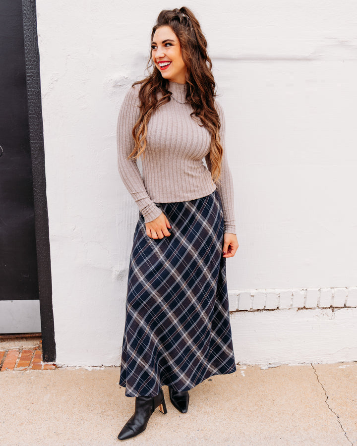 Z Supply: Crestview Plaid Maxi Skirt in Eclipse (ZK264201S)