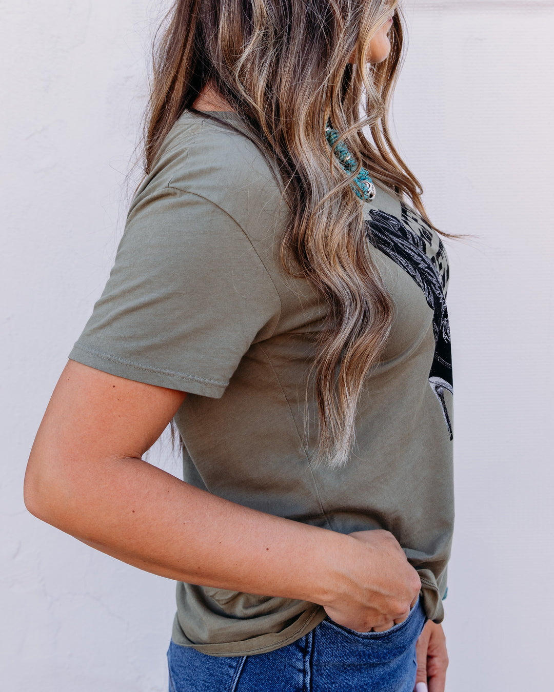 Project Social T: Better In Boots Tee in Olive Green