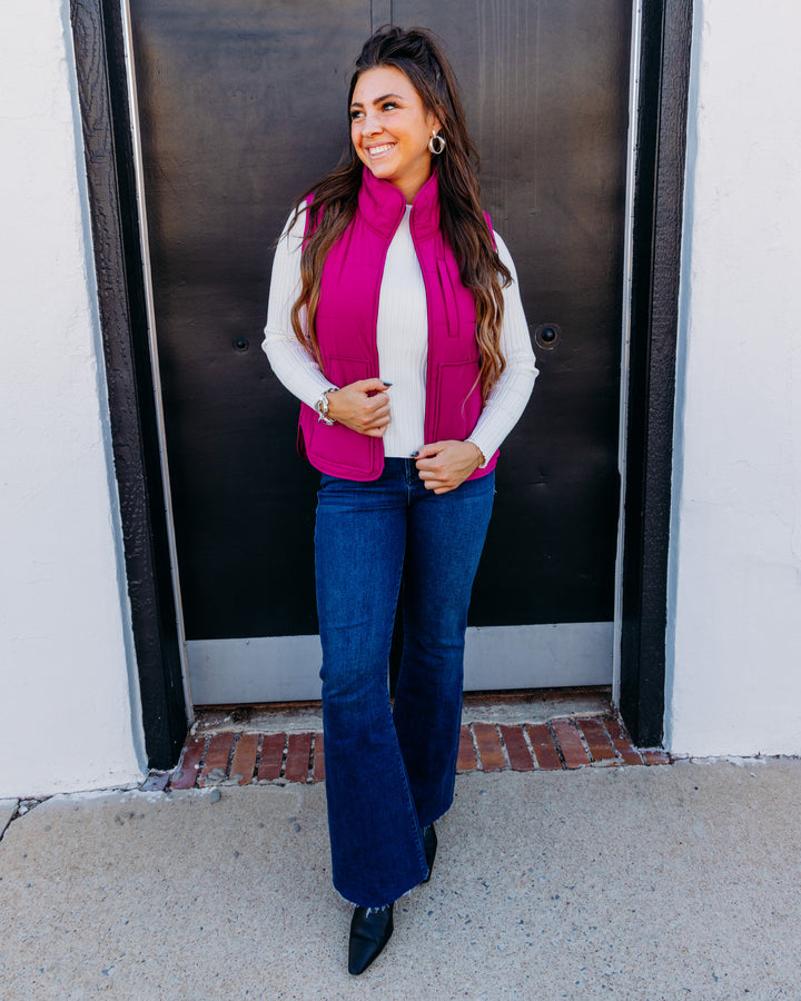 Tribal: Packable Puffer Vest in Mulberry