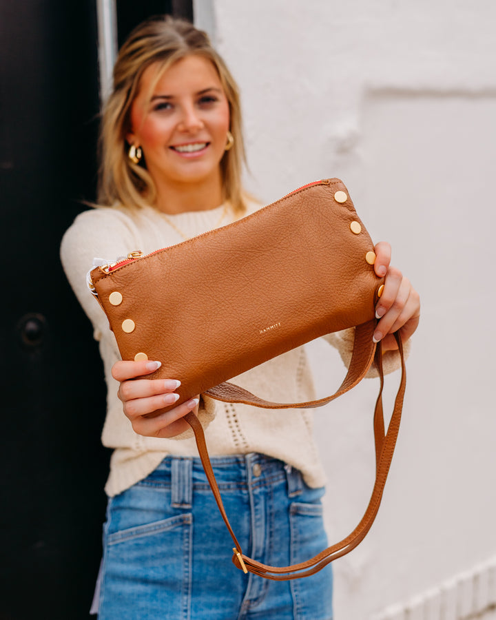 Hammitt: Kyle Handbag in Mahogany Pebble/Brushed Gold