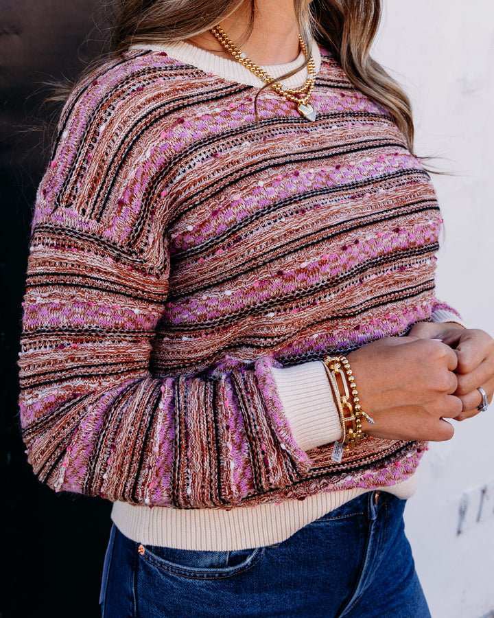Tribal: Crew Neck Sweater W/ Contrast Rib in Nostalgia