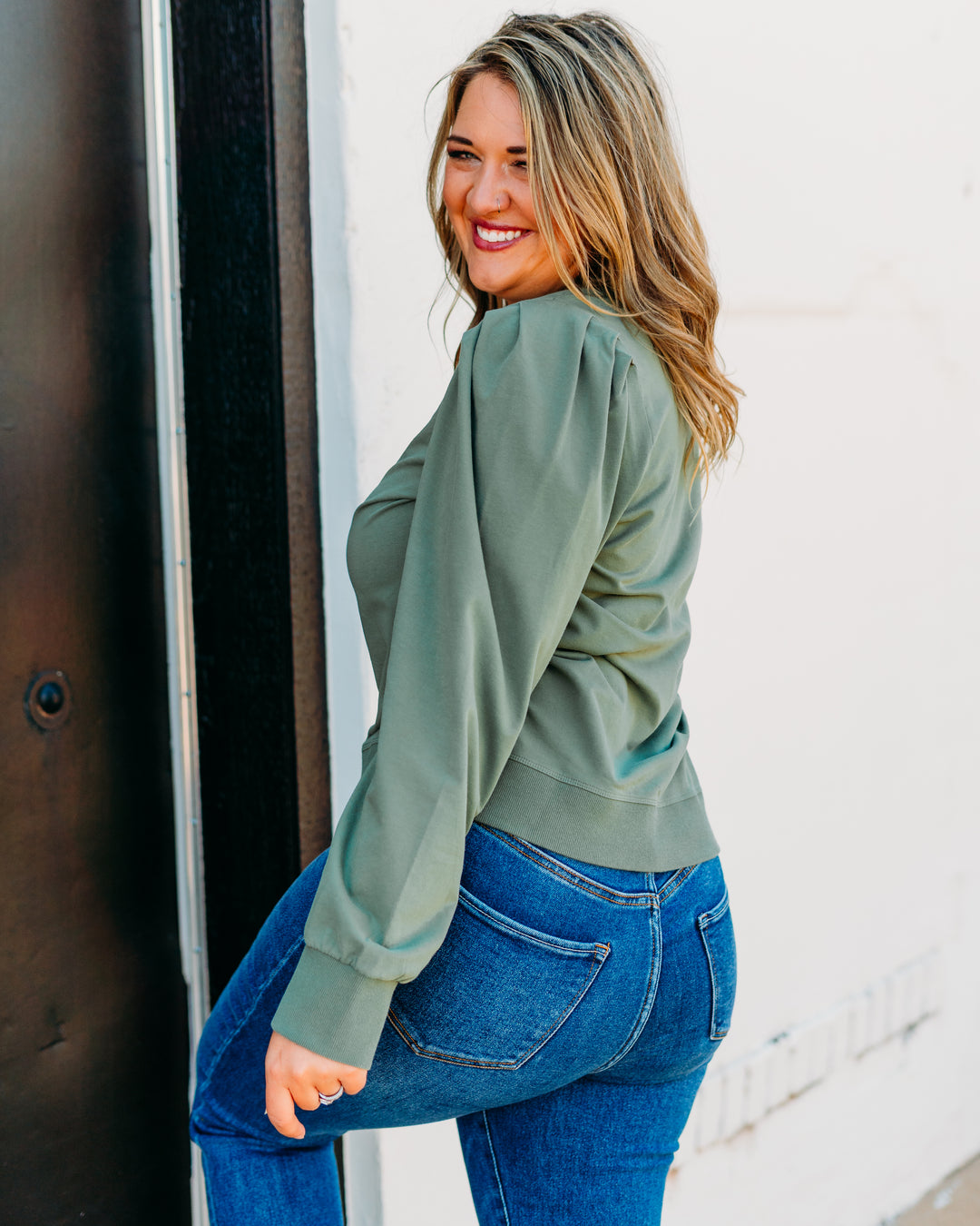 Another Love: Sammi Sweatshirt in Slate Green - The Vogue Boutique