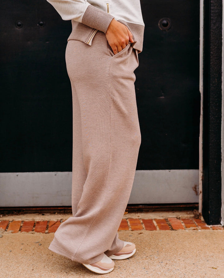 Varley: The Extra Wide Leg Pant 29.5' in Taupe Marl - The Vogue Boutique
