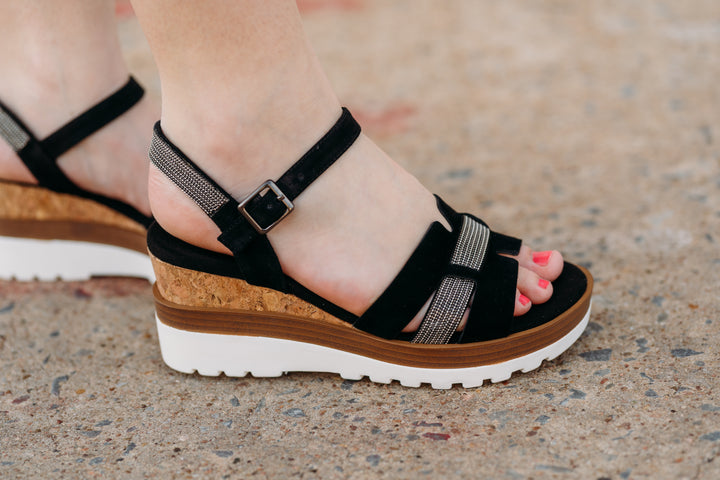 Vaneli: Caitlin Sandal Heel in Black Suede - The Vogue Boutique
