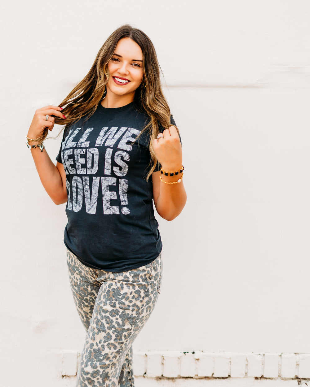Elan: All We Need is Love Black Tee tep11493 - The Vogue Boutique
