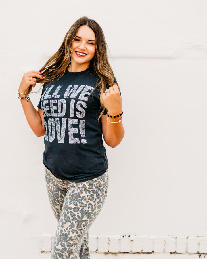 Elan: All We Need is Love Black Tee tep11493 - The Vogue Boutique