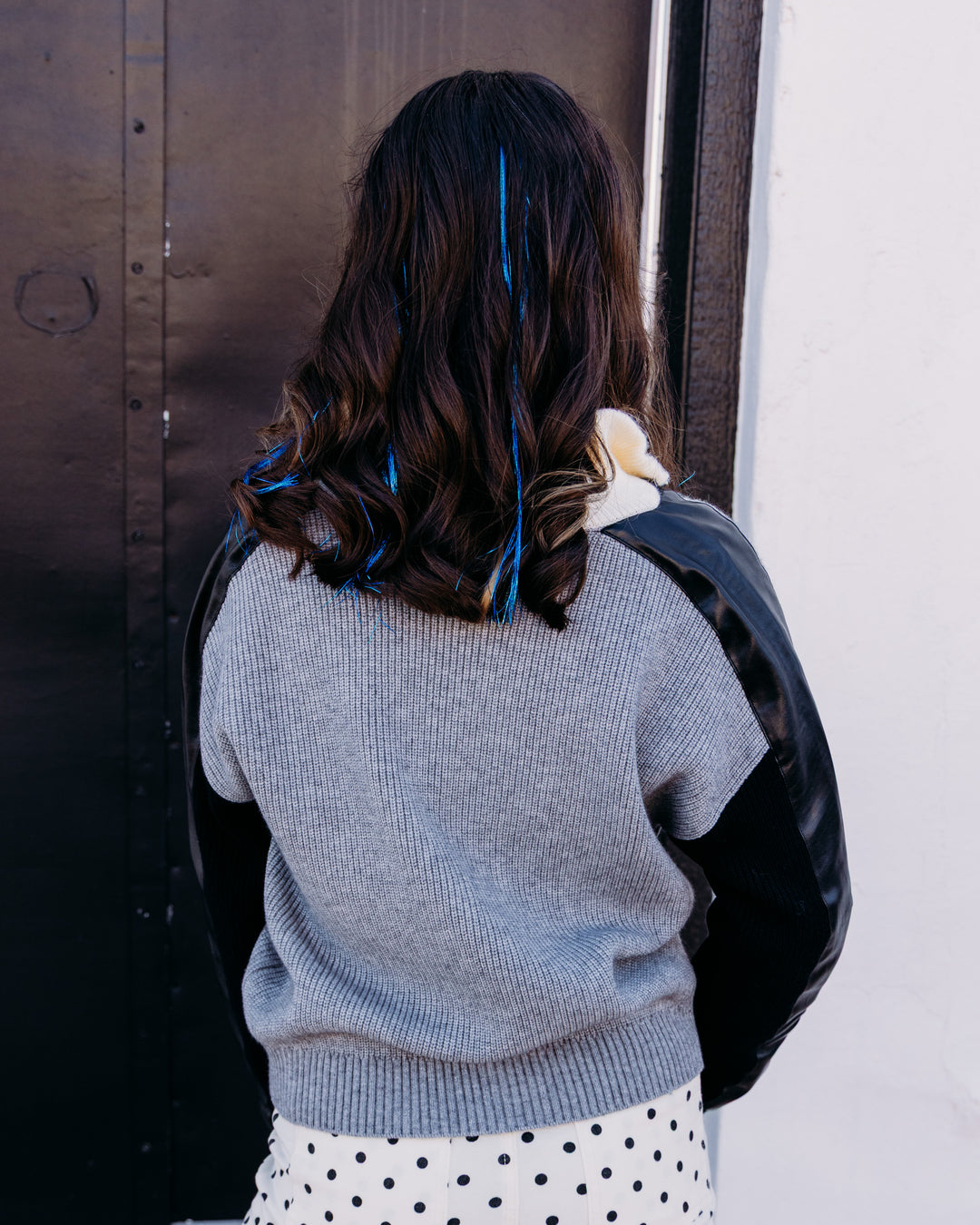 Elan: Half-zip sweater in Grey Color Block (SWB11476)