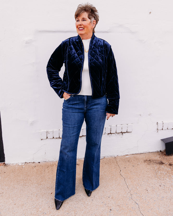French Dressing: Reversible Quilted Jacket in Blueberry (0034971)