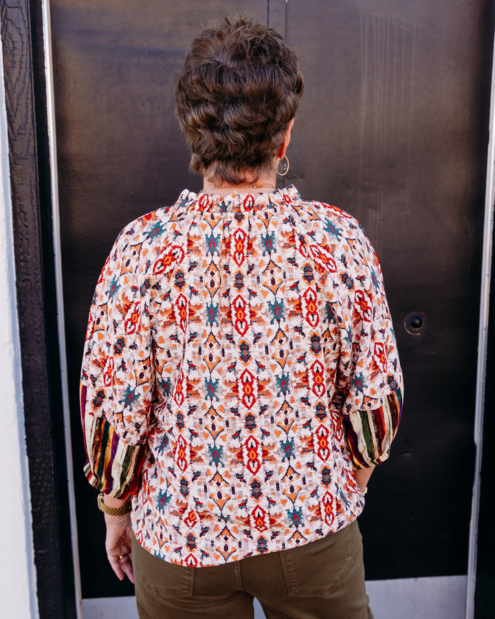 Joy Joy: Loom Peasant Blouse in Desert (79H7555)
