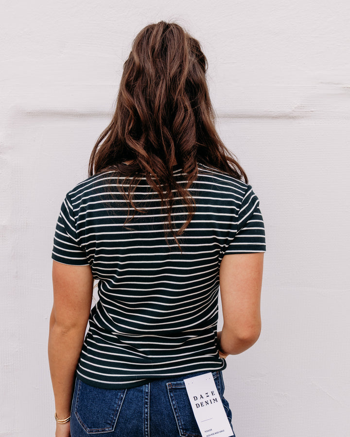 Thread & Supply: Annie Tee in Pine Cream Stripe (T3544BRTS)