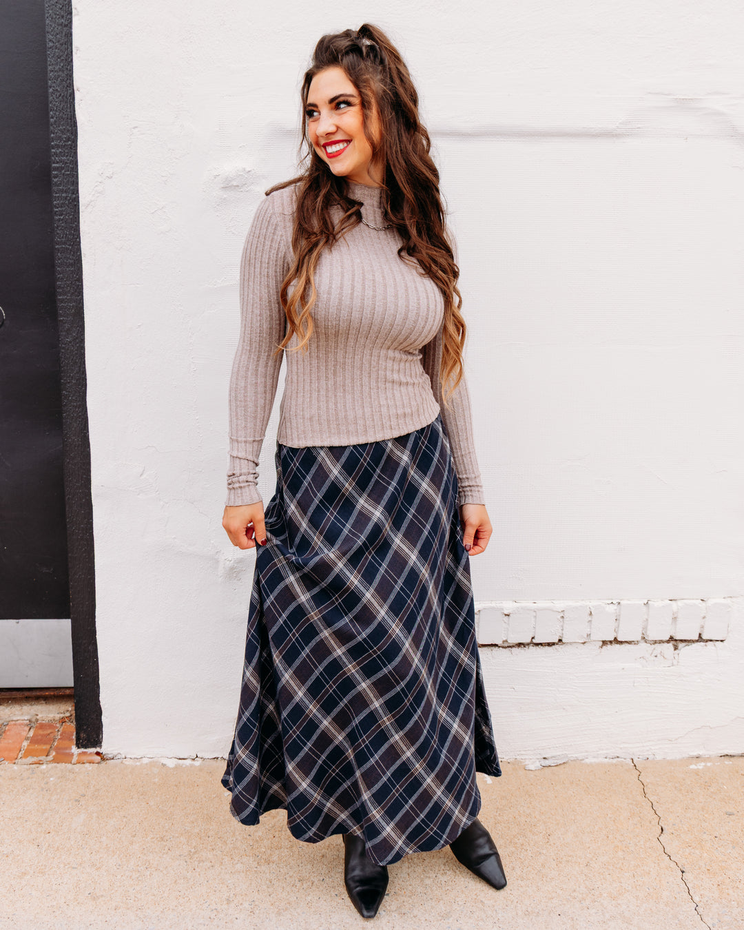 Z Supply: Crestview Plaid Maxi Skirt in Eclipse (ZK264201S)