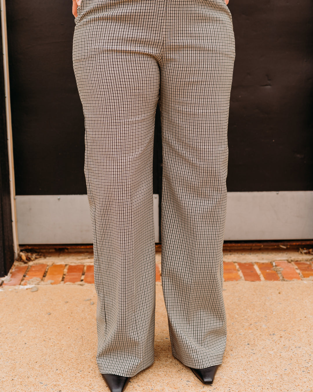 Karen Kane: (Rosy Rebel) Straight Leg Trousers In Check - The Vogue Boutique