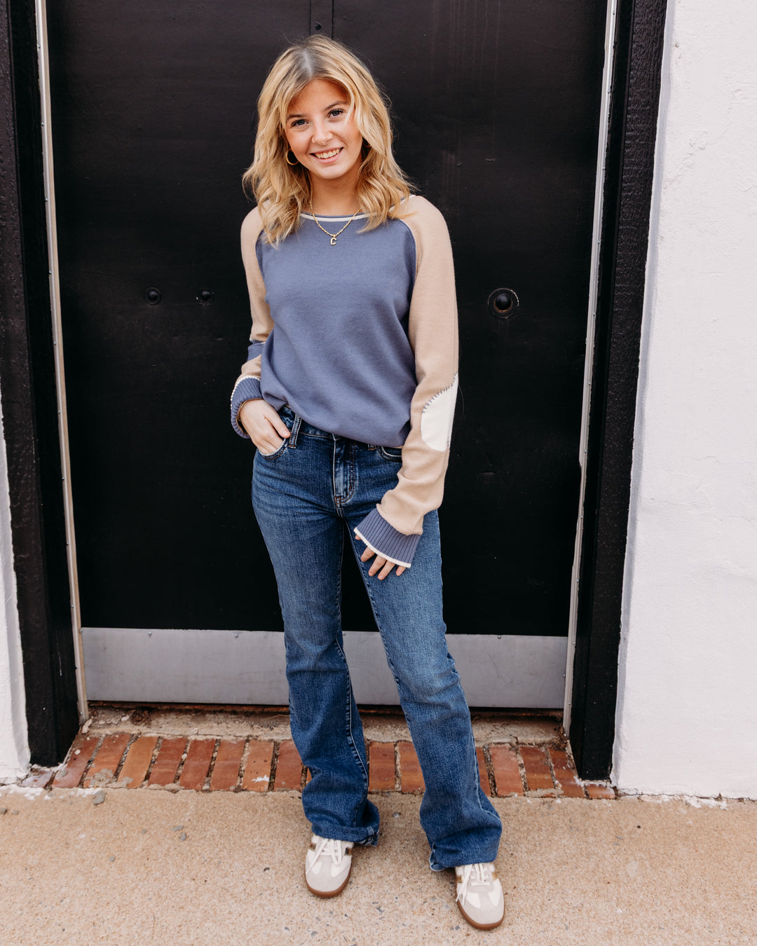 French Dressing Jeans: Long Sleeve Boatneck Sweater in Indigo (1938203)