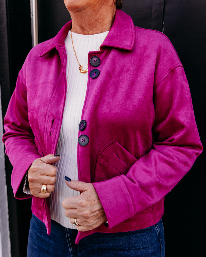 Multiples: Button Front Jacket in Deep Fuchsia (M46502JM)