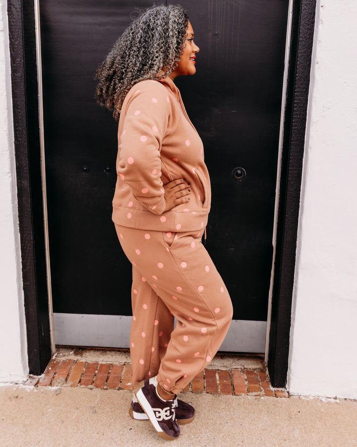 Poppy & Pine: Brown Pink Polka Dot Sweatsuit Set