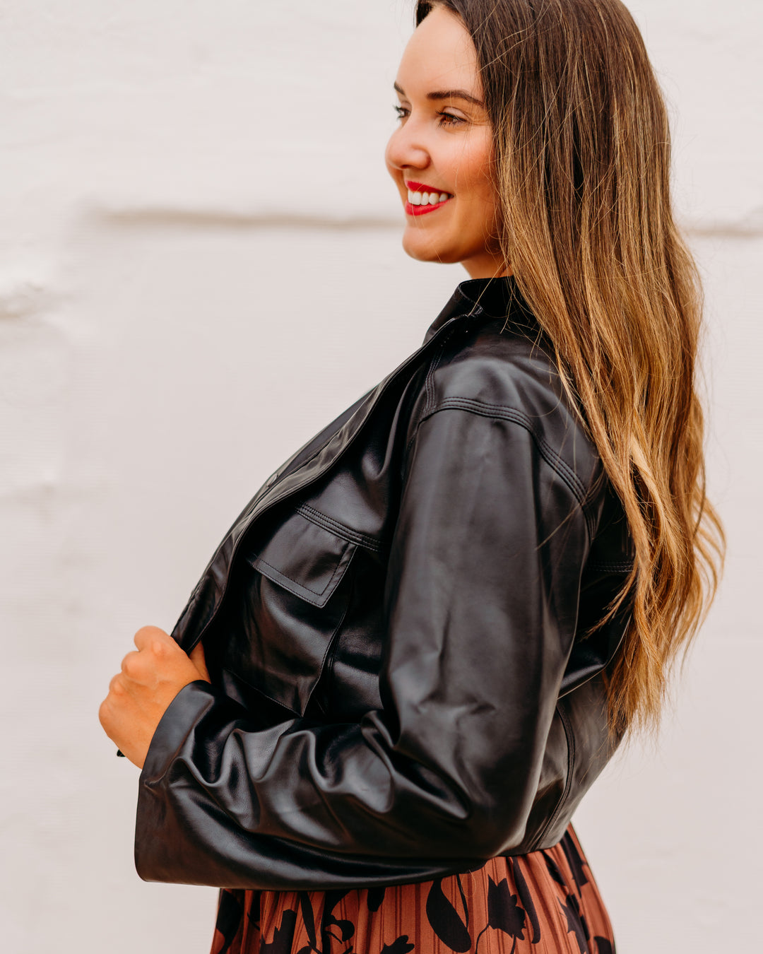 Elan: Black Faux Leather Jacket fl8258 - The Vogue Boutique