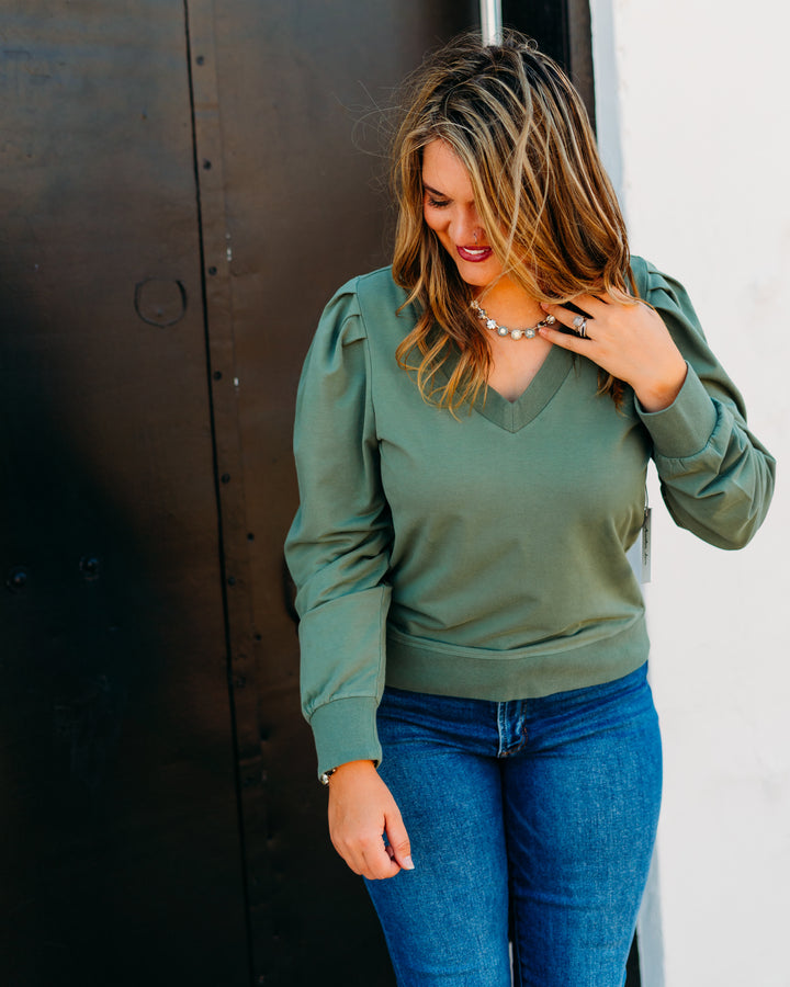 Another Love: Sammi Sweatshirt in Slate Green - The Vogue Boutique
