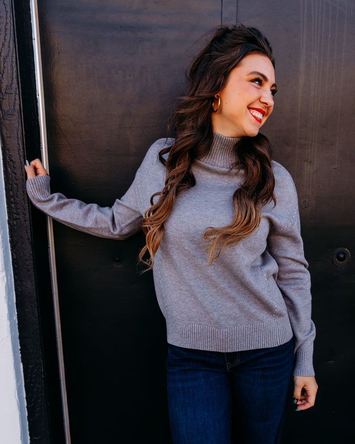 Joseph Ribkoff: Embellished Turtleneck Sweater in Taupe Melange (264934)