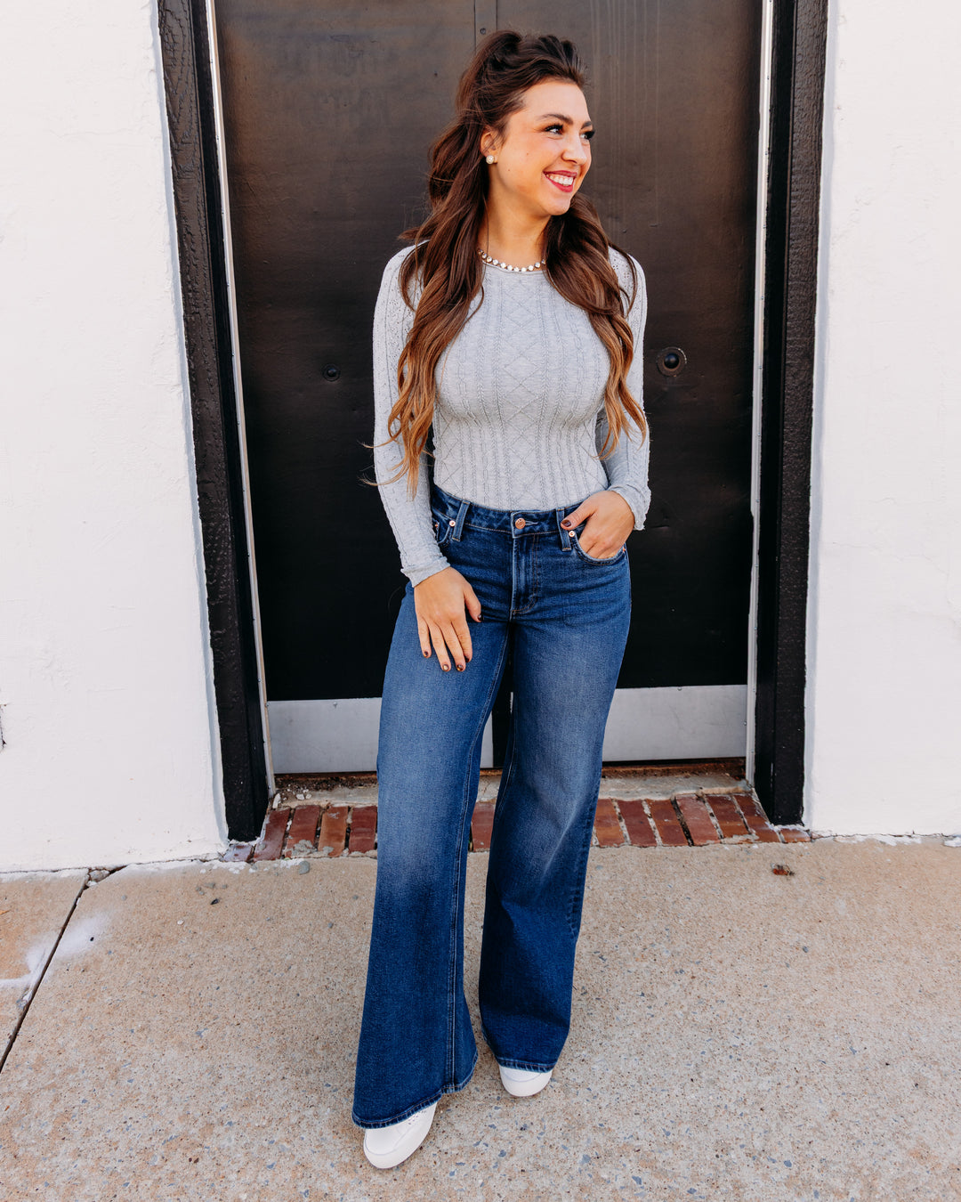 Free People: So Soft Seamless Modal Cable Long Sleeve in HEATHER GREY (FP-OB2411615-0016)