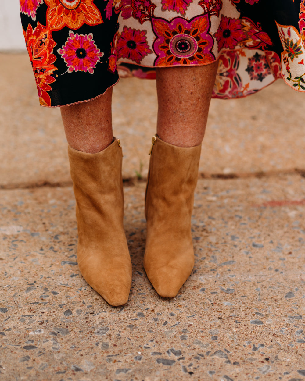 Sam Edelman: Saige Suede Pointy Toe Boot in Tan - The Vogue Boutique