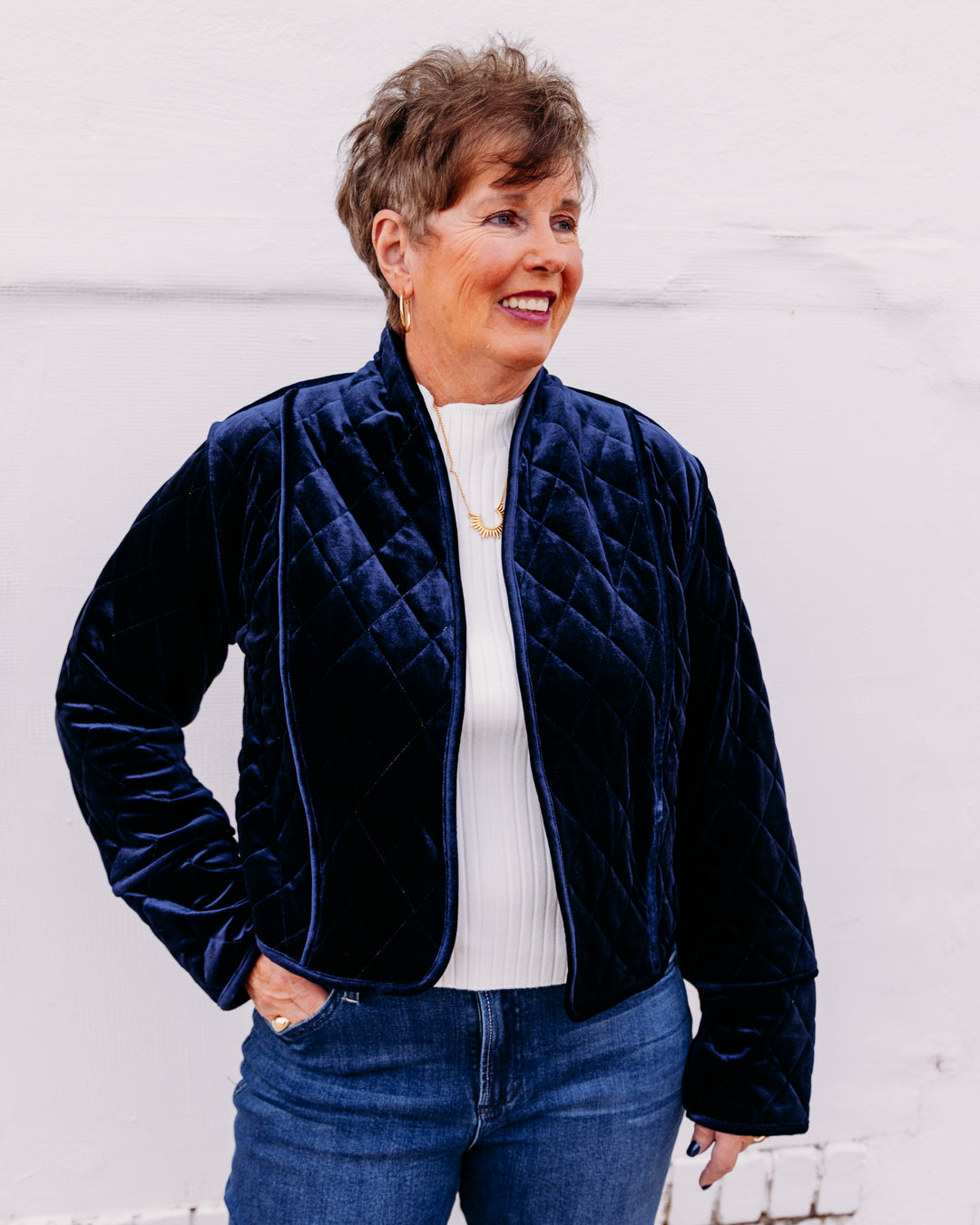 French Dressing: Reversible Quilted Jacket in Blueberry (0034971)