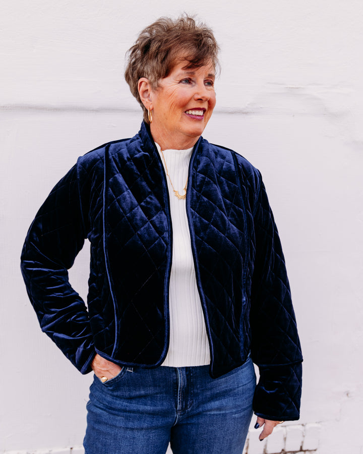 French Dressing: Reversible Quilted Jacket in Blueberry (0034971)