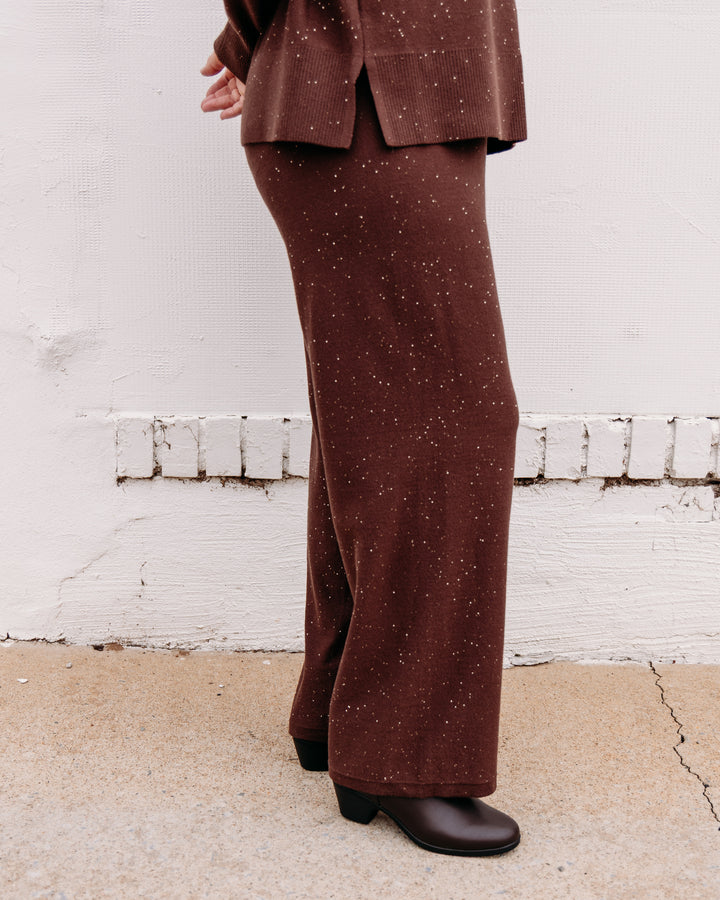 Joseph Ribkoff: Sequin Knit Drawstring Culottes in Mahogany (264931)