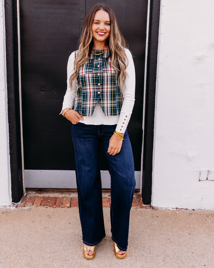 Ivy Jane: Tartan Plaid Vest in Hunter (130274)