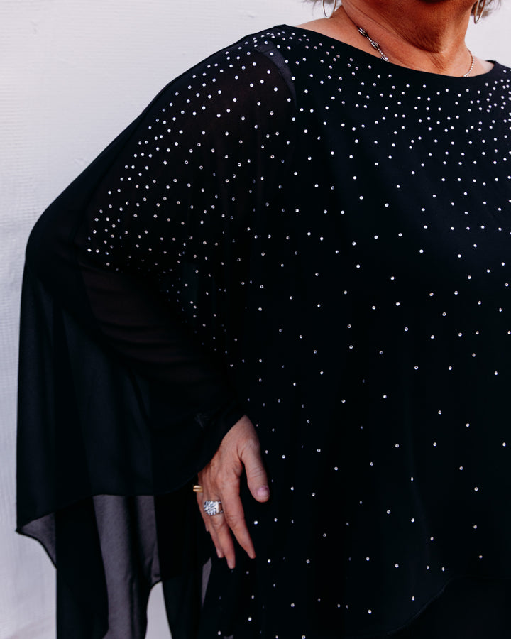 Joseph Ribkoff: Rhinestone-Embellished Chiffon Poncho (264177)