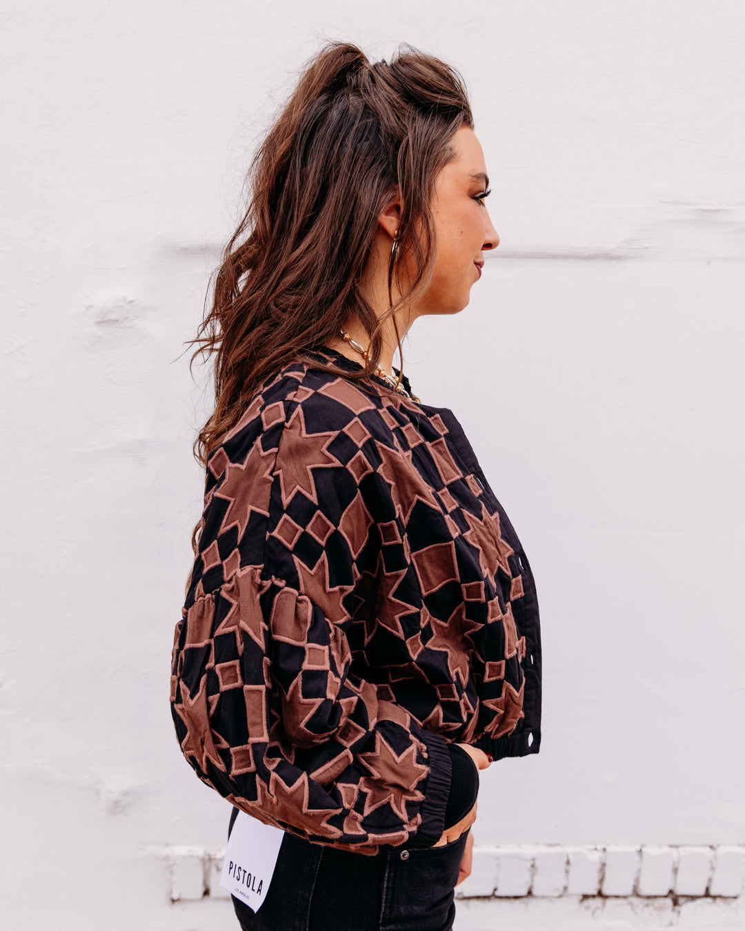 Ivy Jane: Quilt Star Jacket in Black and Brown (130272)