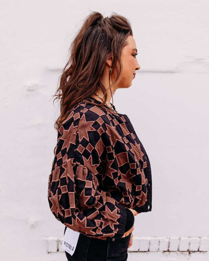 Ivy Jane: Quilt Star Jacket in Black and Brown (130272)