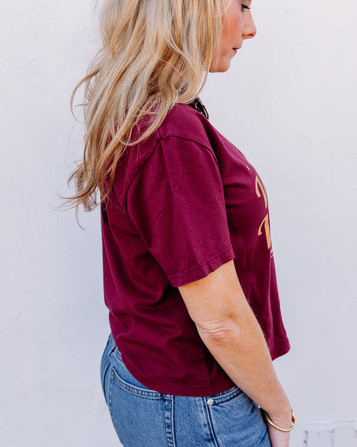 Project Social T: Whiskey Weekend Tee in Dark Cherry