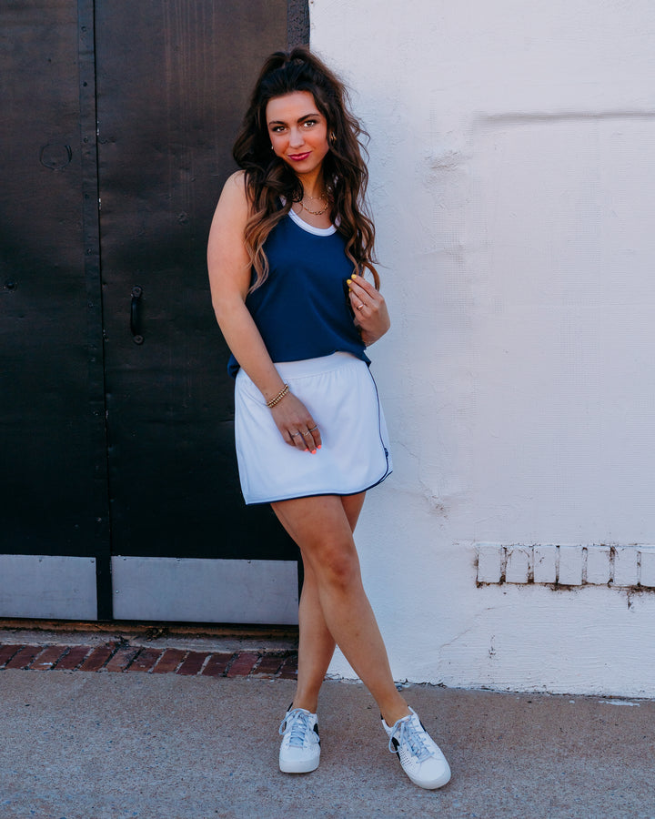 Varley: Anaya Mid Rise Skort in White (VAR03041) - The Vogue Boutique