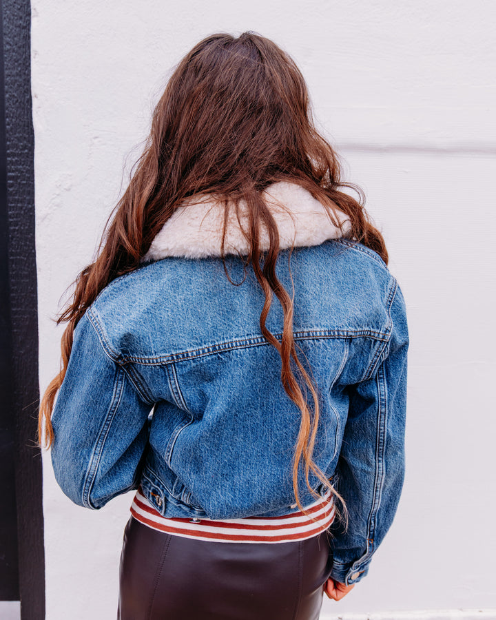 Z Supply: Daily Sherpa Denim Fur Jacket In Hush (ZJ264926S)