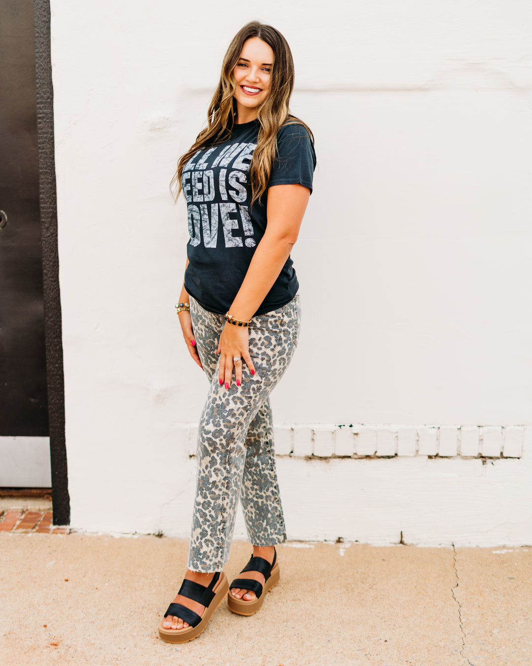 Elan: All We Need is Love Black Tee tep11493 - The Vogue Boutique