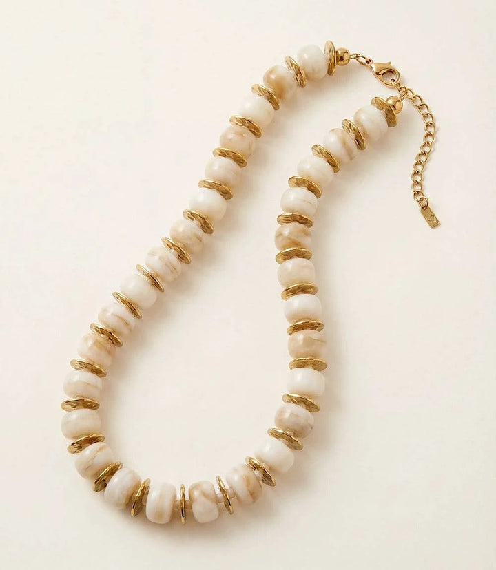 Farrah b: PALM ROYALE Beaded Necklace in White (NBD4)