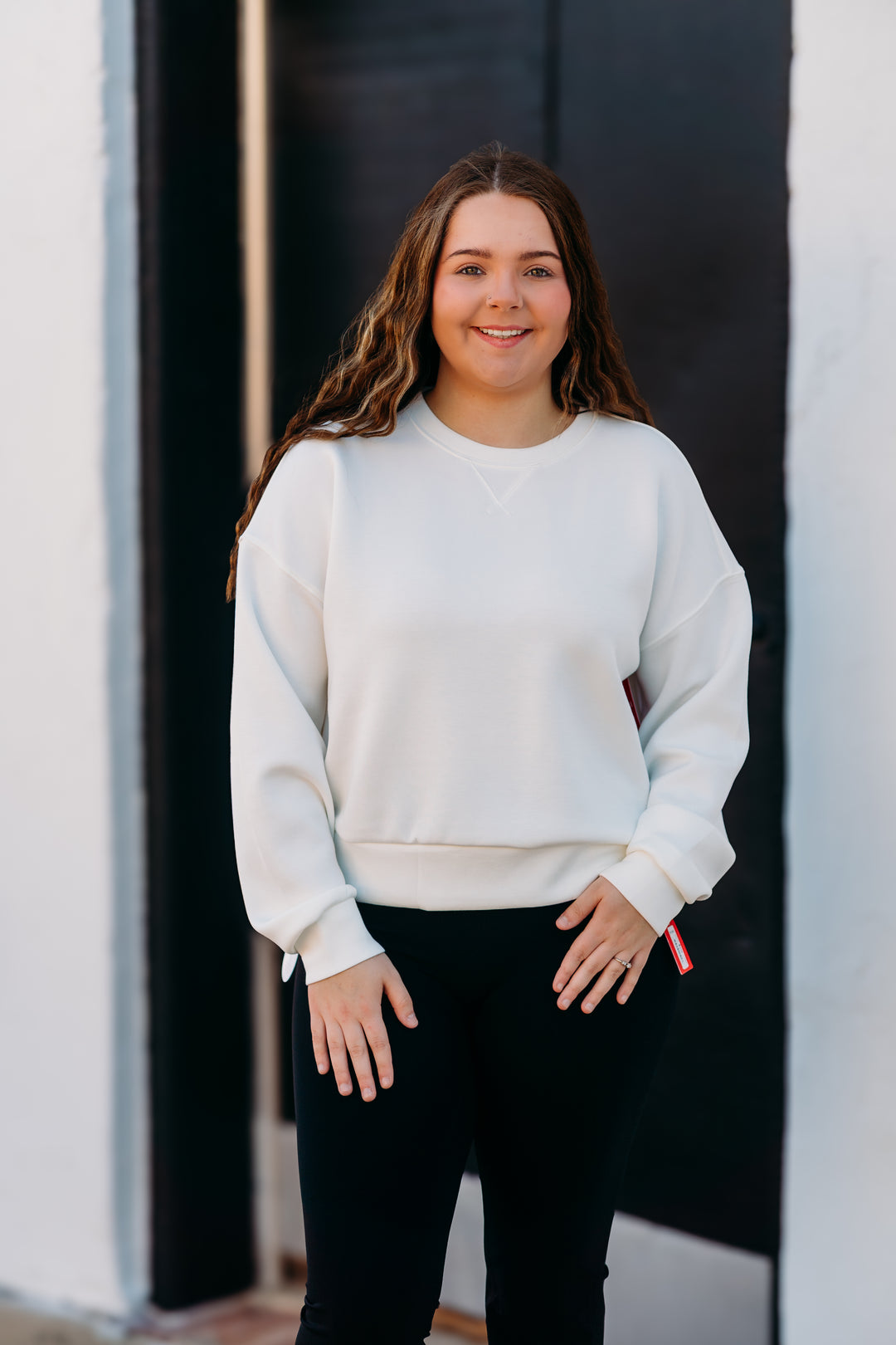 Spanx: Airessentials Crew Sweatshirt in Powder - The Vogue Boutique