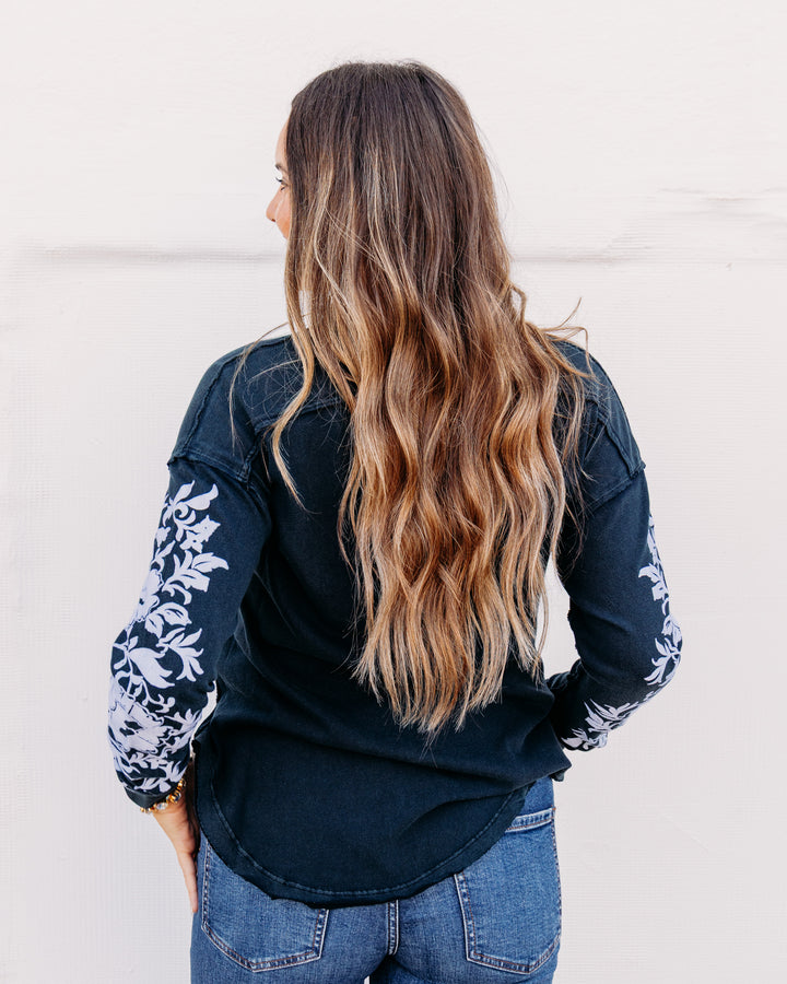 Free People: FLORA LONG SLEEVE in Black Combo (FP-OB2638776-0010)