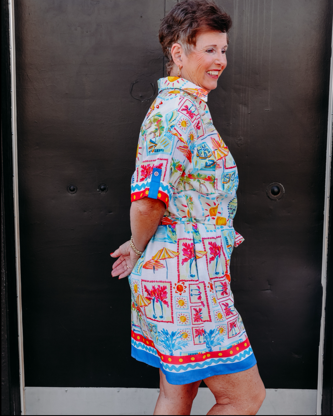 Joy Joy: Placket Shirt Dress in Sunny Vacay (77D4982)