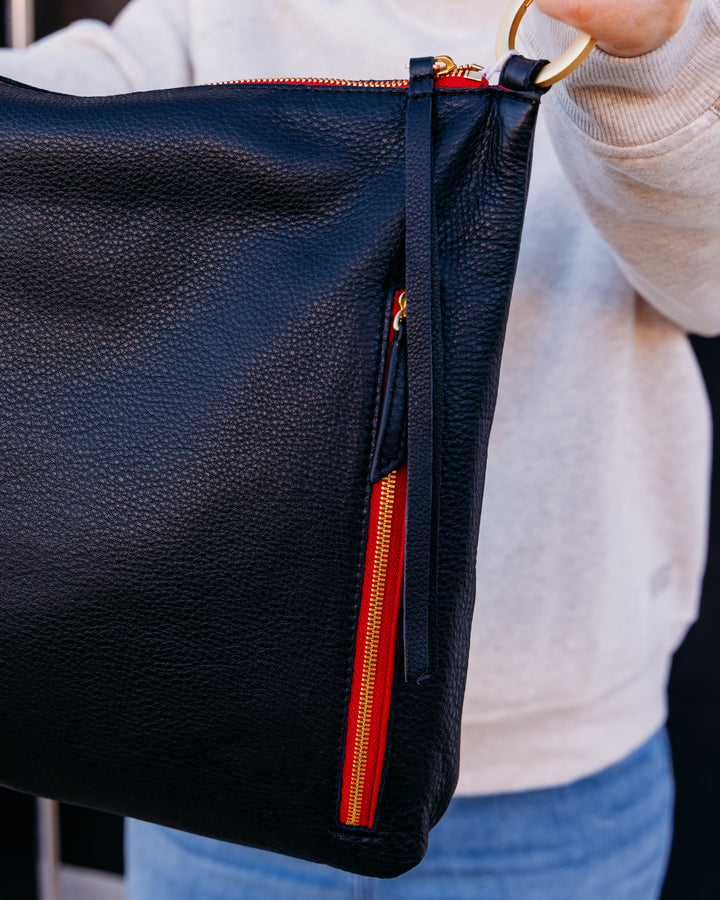 Hammitt: Kyle-large-Black-Black Gold-Red Zip