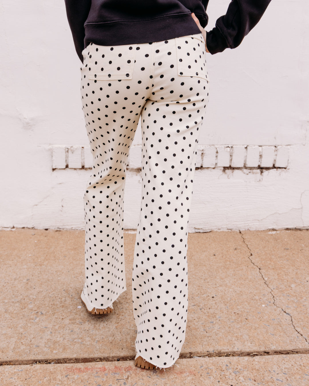 Poppy & Pine: Mini Polka Dot Stretchy Ivory Denim