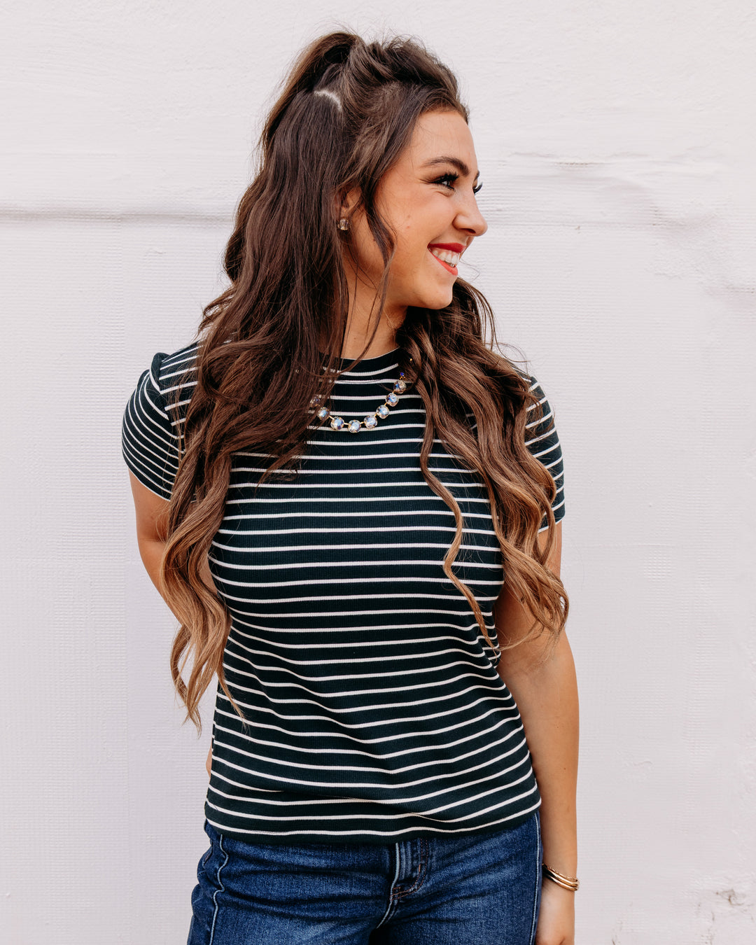 Thread & Supply: Annie Tee in Pine Cream Stripe (T3544BRTS)