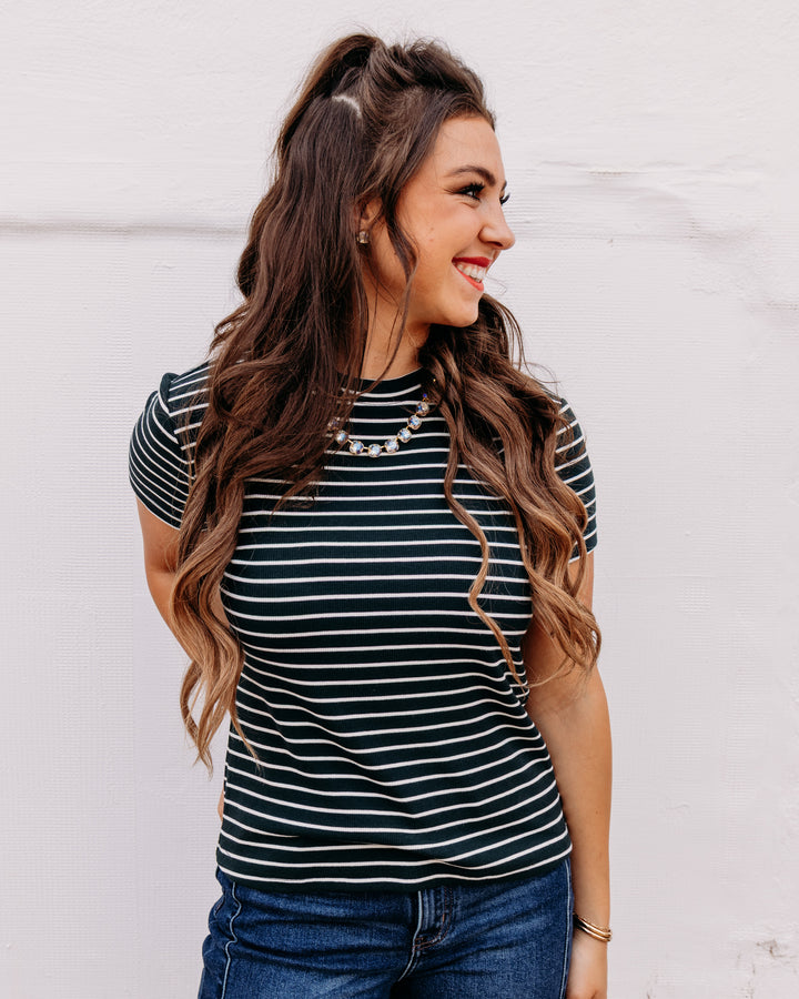 Thread & Supply: Annie Tee in Pine Cream Stripe (T3544BRTS)