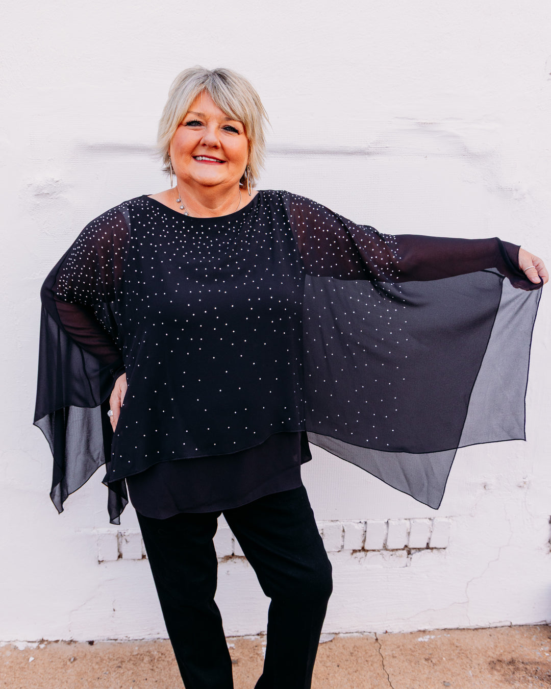 Joseph Ribkoff: Rhinestone-Embellished Chiffon Poncho (264177)