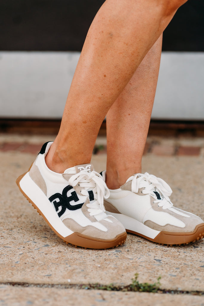 Langley Lace Up Sneaker in White, Tan, and Black (I8877M5902